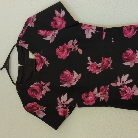 NEW Kate Spade Encore Rose Crepe Dress Black/Pink Sz 4 preppy romantic wedding - Picture 5 of 12